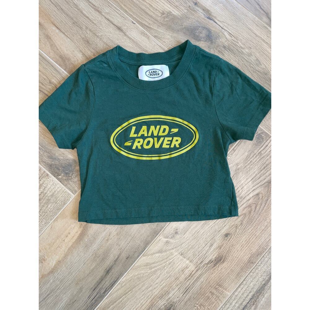 Landrover Green and Yellow Logo Cropped Women’s PacSun Tee Medium